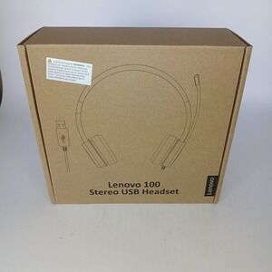 Lenovo 100 USB Stereo Headphones with Microphone 4XD0X88524 L09‎ Wired Black New